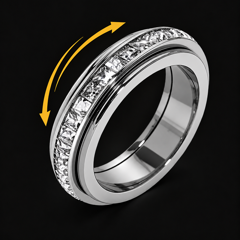 Titanium Steel Spinner Fidget Ring for Men Women
