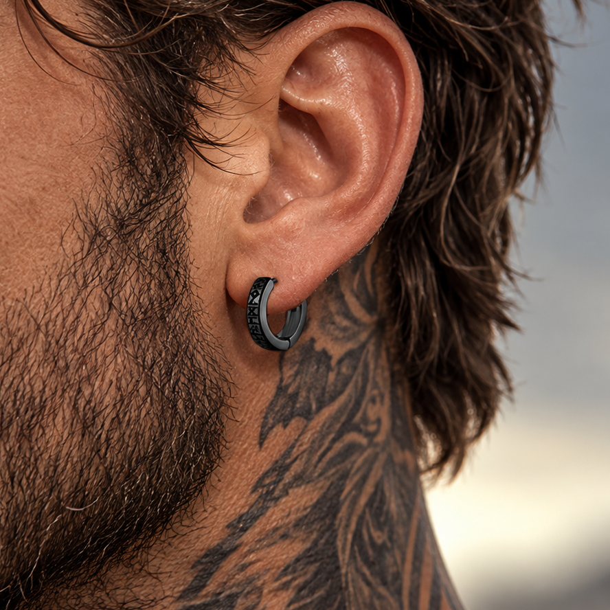 Norse Rune Huggie Earrings