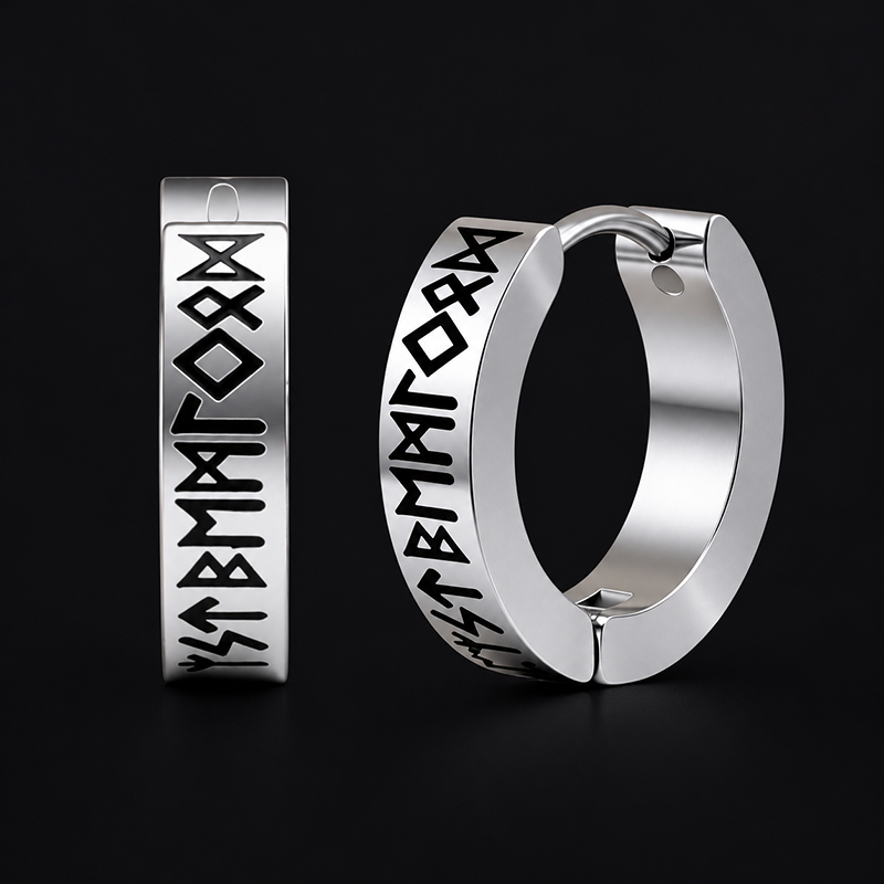 Norse Rune Huggie Earrings