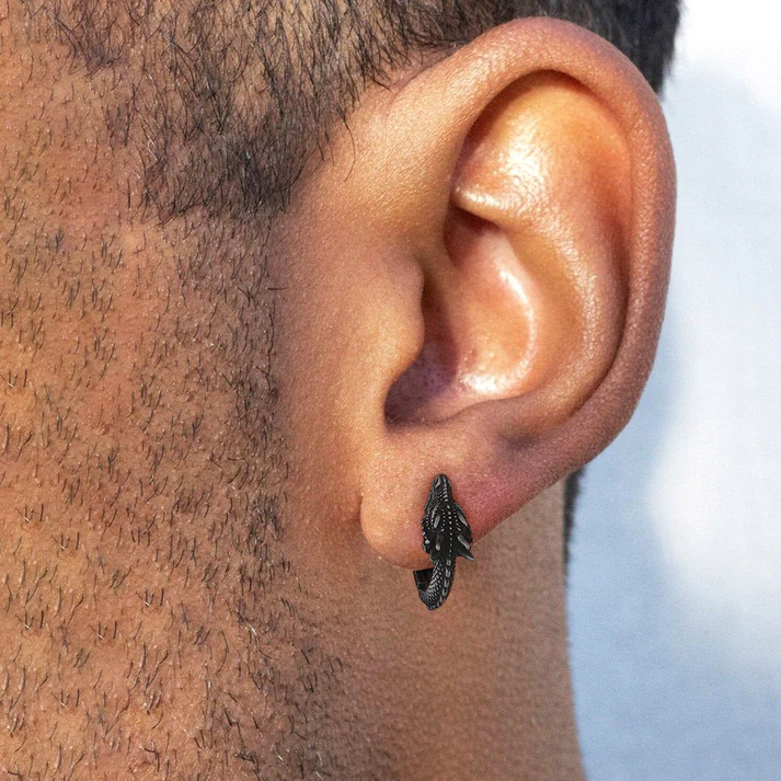 Dragon Hoop Earrings Punk Small Dragon Hoop Earrings for Men Women