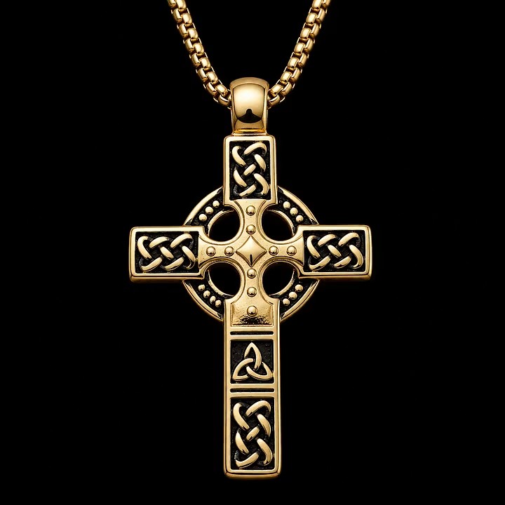 Celtic Knot Titanium Steel Cross Necklace 