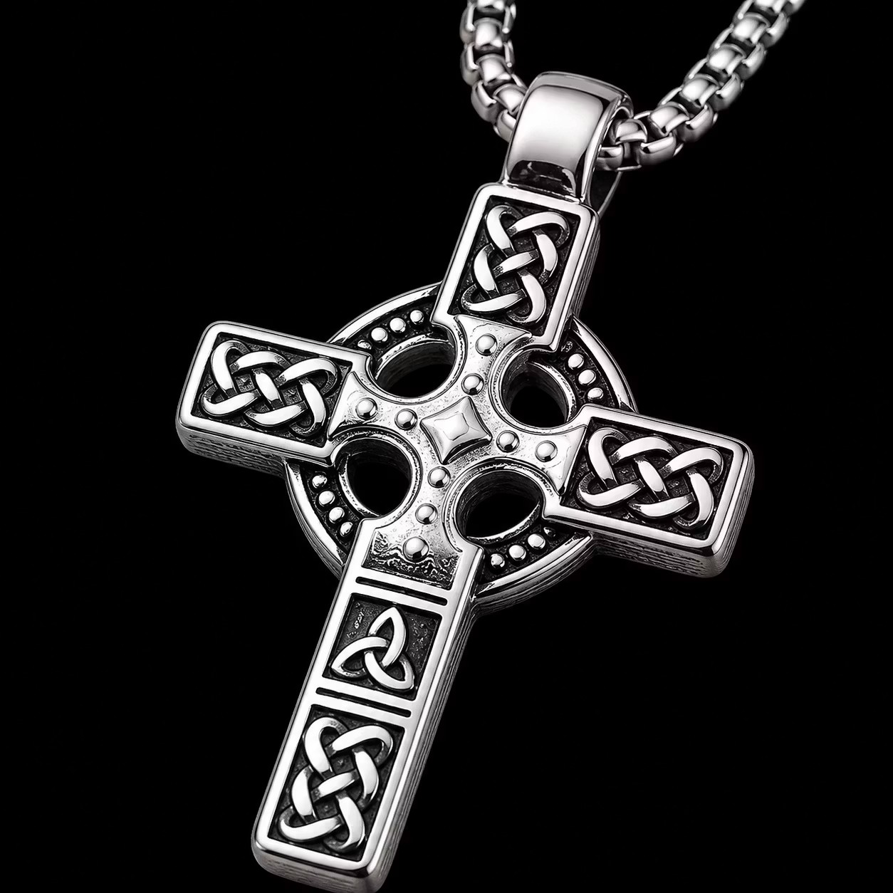 Celtic Knot Titanium Steel Cross Necklace 