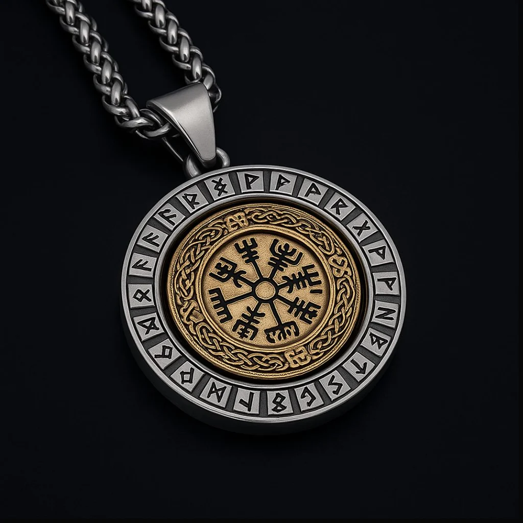 Viking Vegvisir Rotating Pendant Necklace