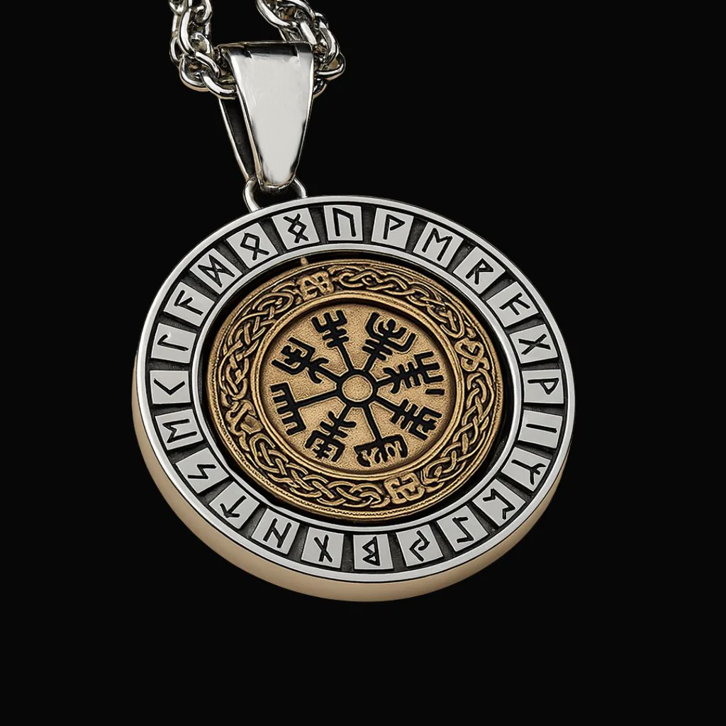 Viking Vegvisir Rotating Pendant Necklace