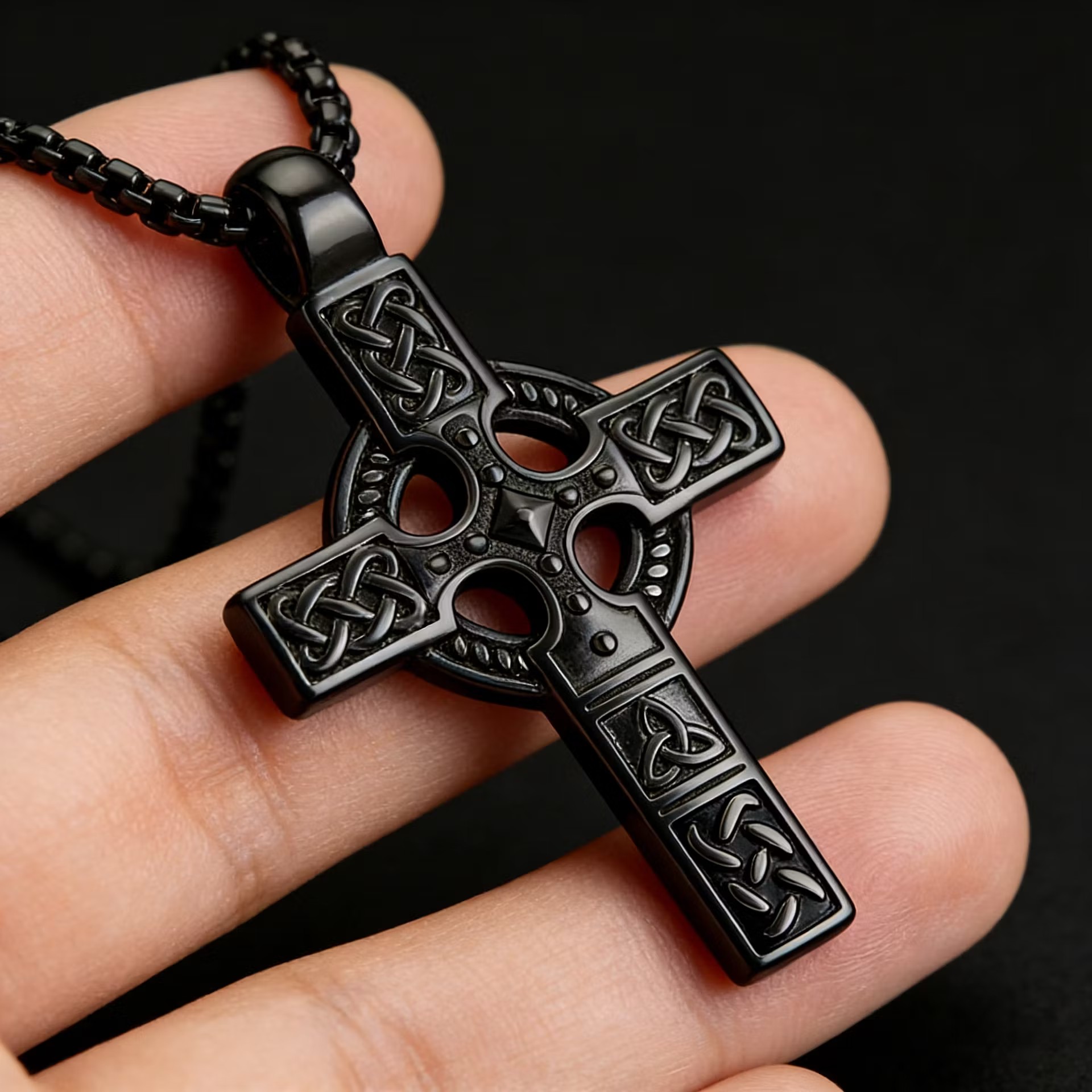 Celtic Knot Titanium Steel Cross Necklace 