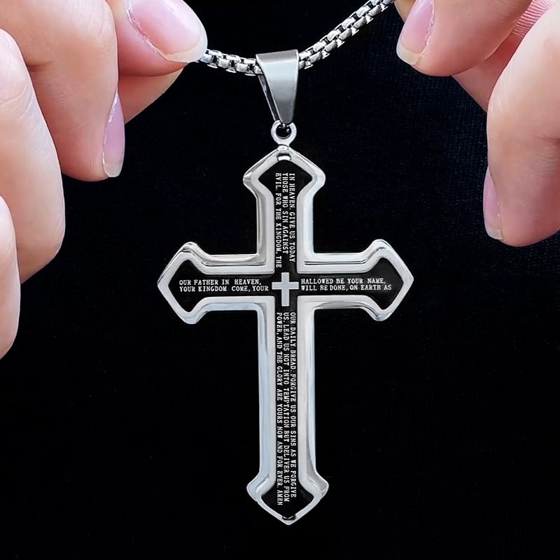 Bible Cross Titanium Steel Necklace