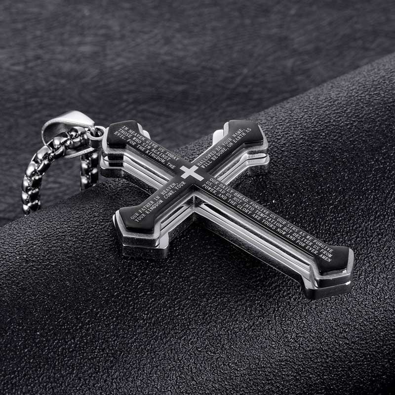 Bible Cross Titanium Steel Necklace