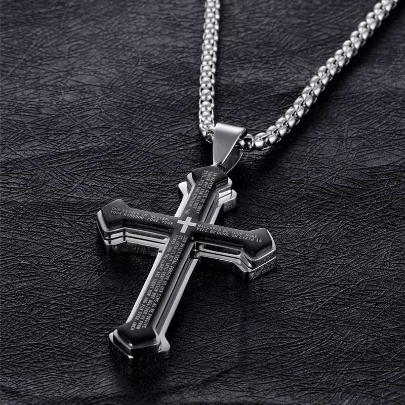 Bible Cross Titanium Steel Necklace