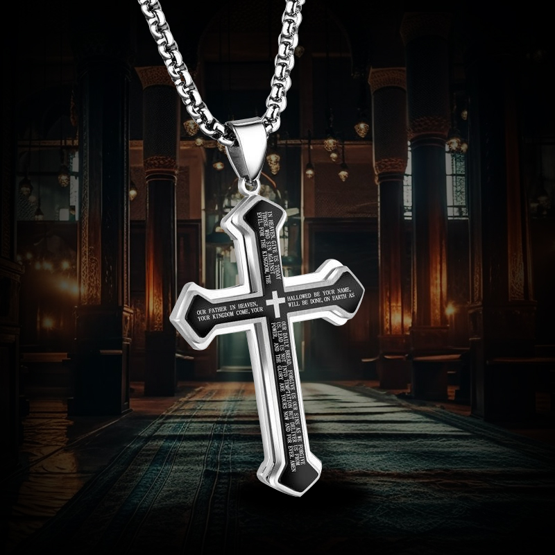 Bible Cross Titanium Steel Necklace
