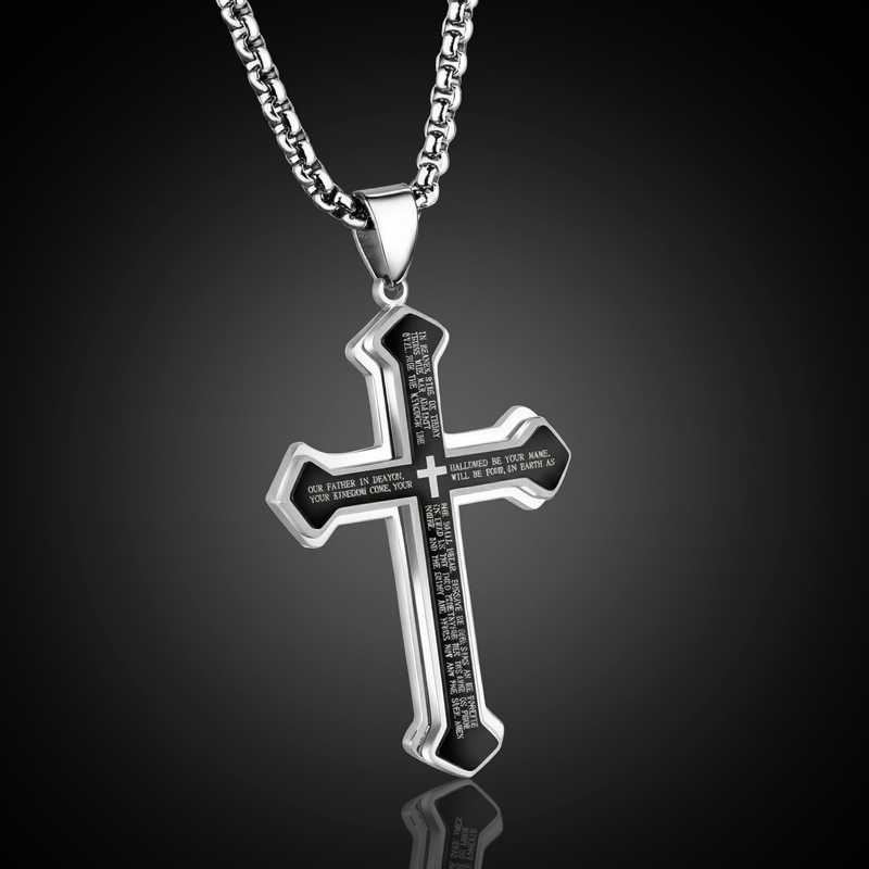 Bible Cross Titanium Steel Necklace