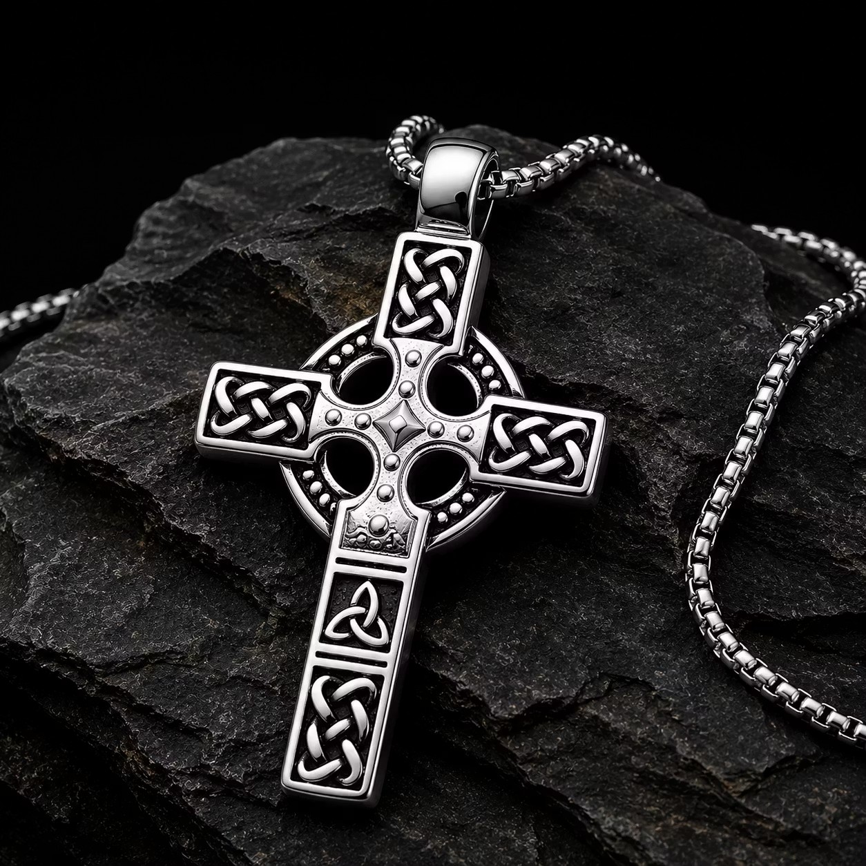 Celtic Knot Titanium Steel Cross Necklace 