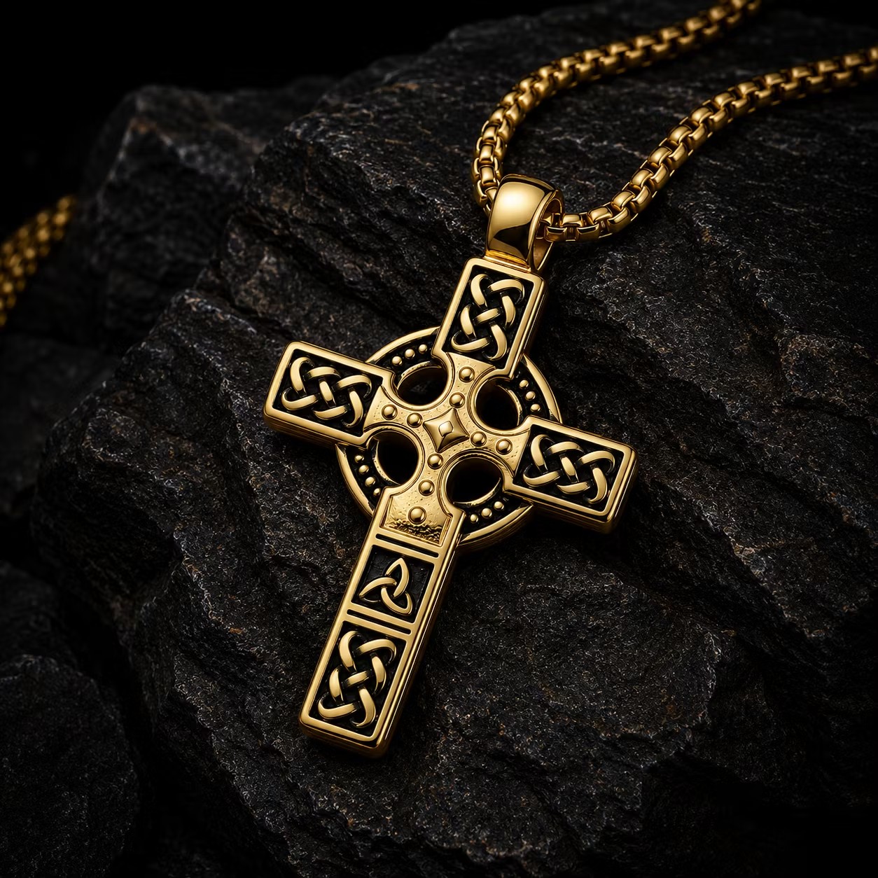 Celtic Knot Titanium Steel Cross Necklace 