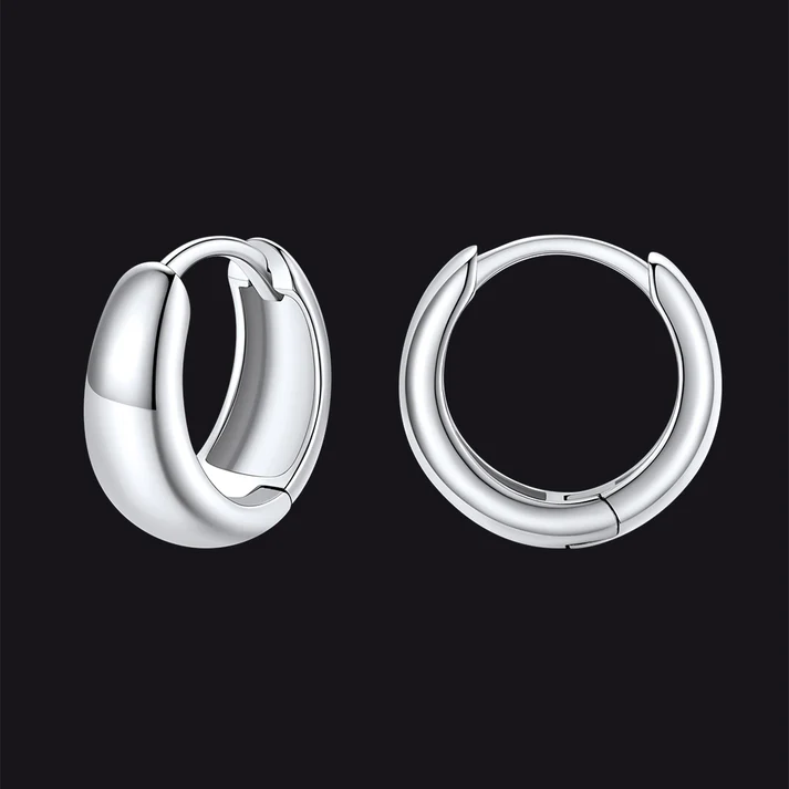 Simple Thick Huggie Hoop Earrings for Men Women