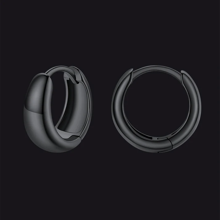 Simple Thick Huggie Hoop Earrings for Men Women