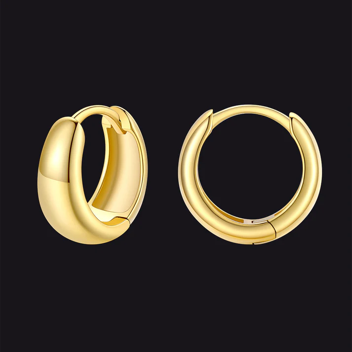 Simple Thick Huggie Hoop Earrings for Men Women