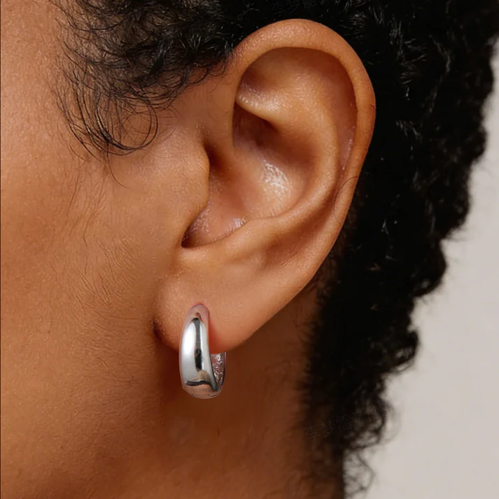 Simple Thick Huggie Hoop Earrings for Men Women