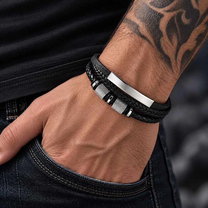 Ironcrest Layered Leather Bracelet