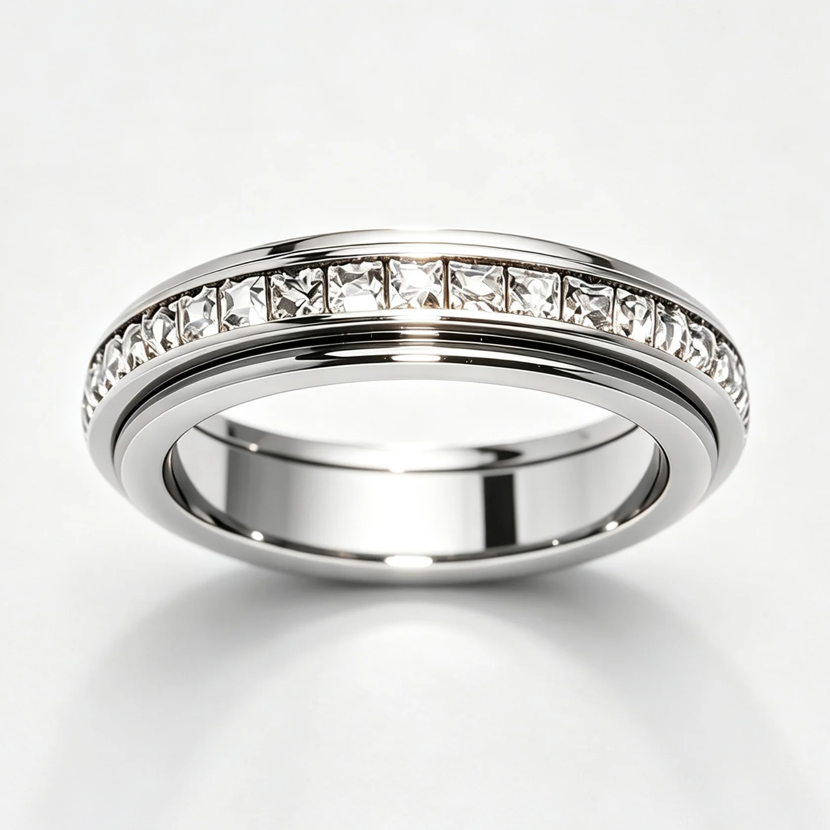 Titanium Steel Spinner Fidget Ring for Men Women