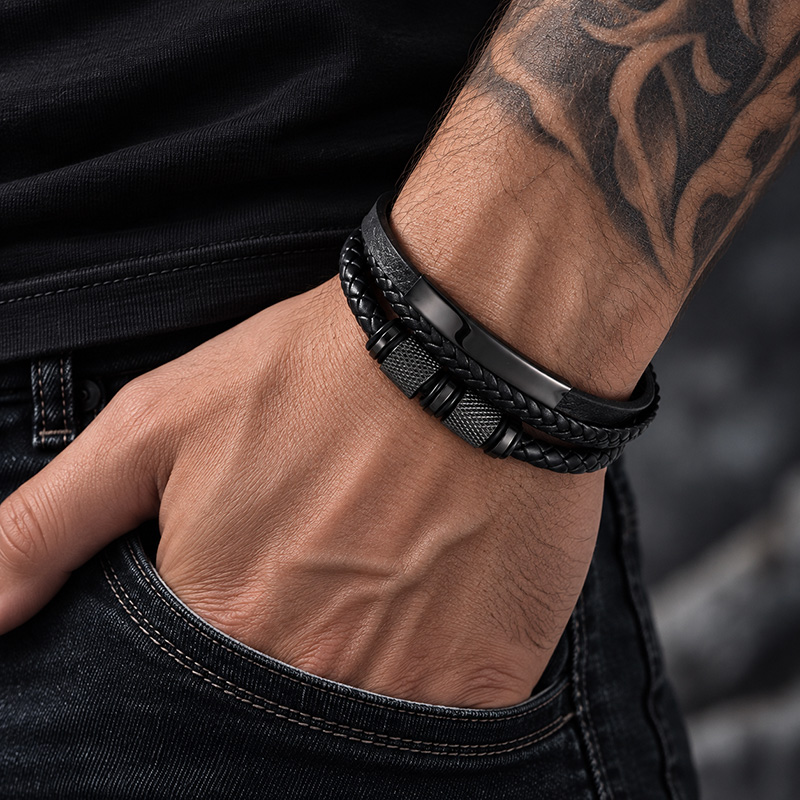 Ironcrest Layered Leather Bracelet
