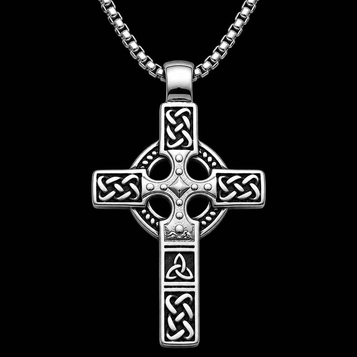 Celtic Knot Titanium Steel Cross Necklace 