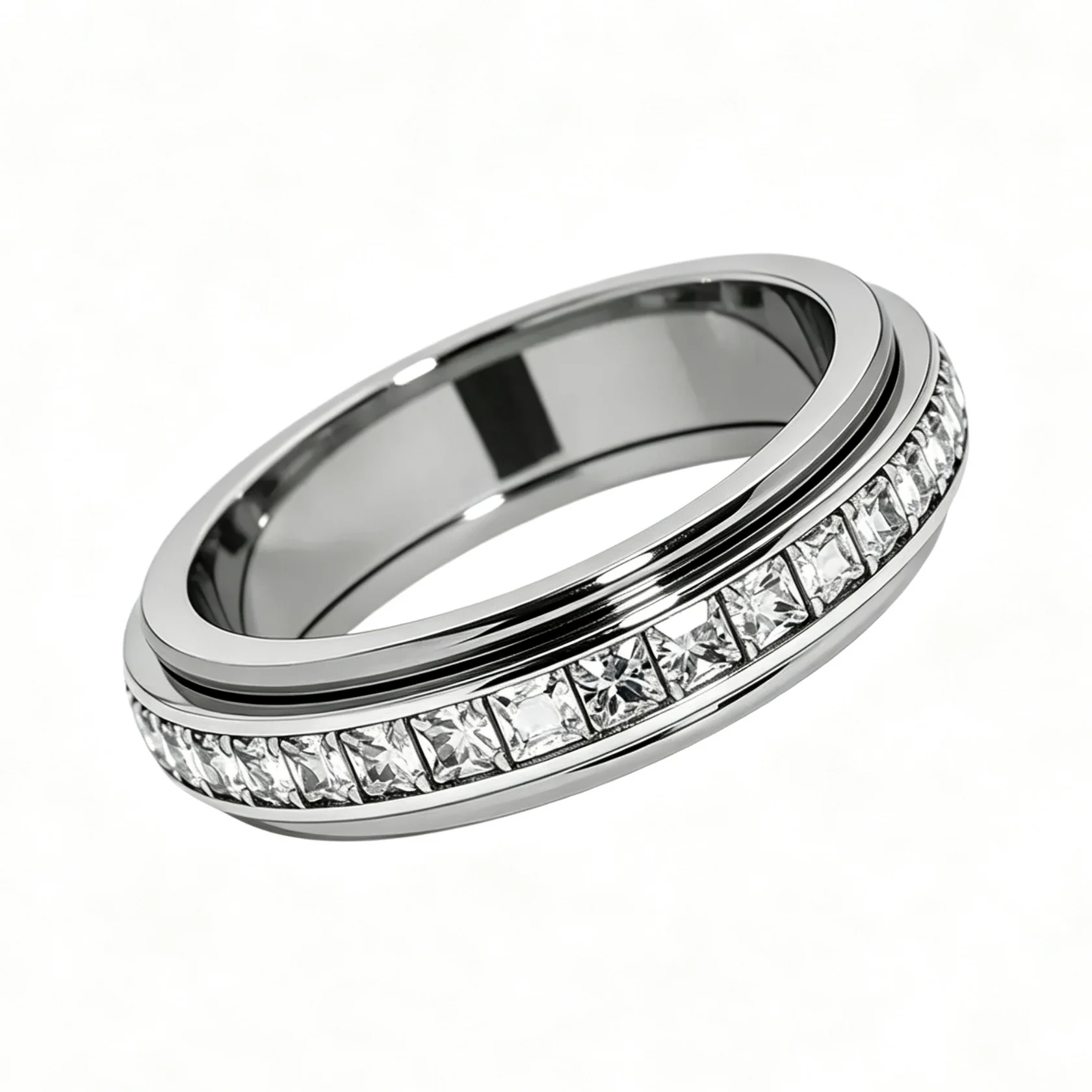 Titanium Steel Spinner Fidget Ring for Men Women