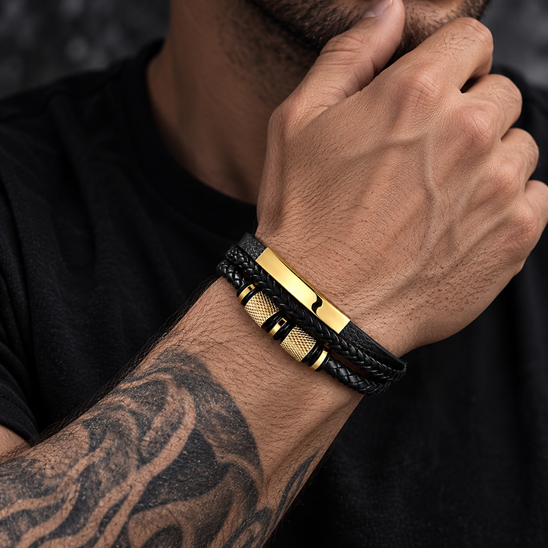 Ironcrest Layered Leather Bracelet