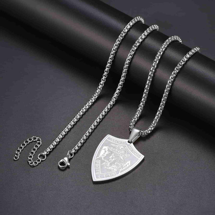 Archangel Saint Michael Shield Pendant Necklace