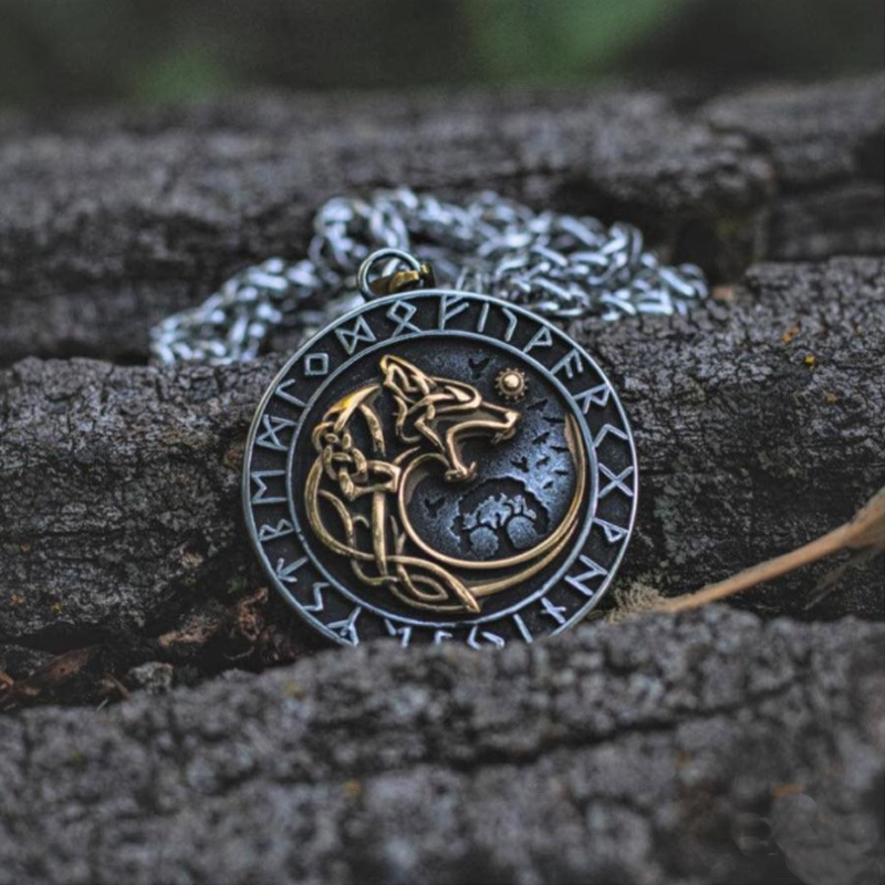 Fenrir Wolf Runic Necklace