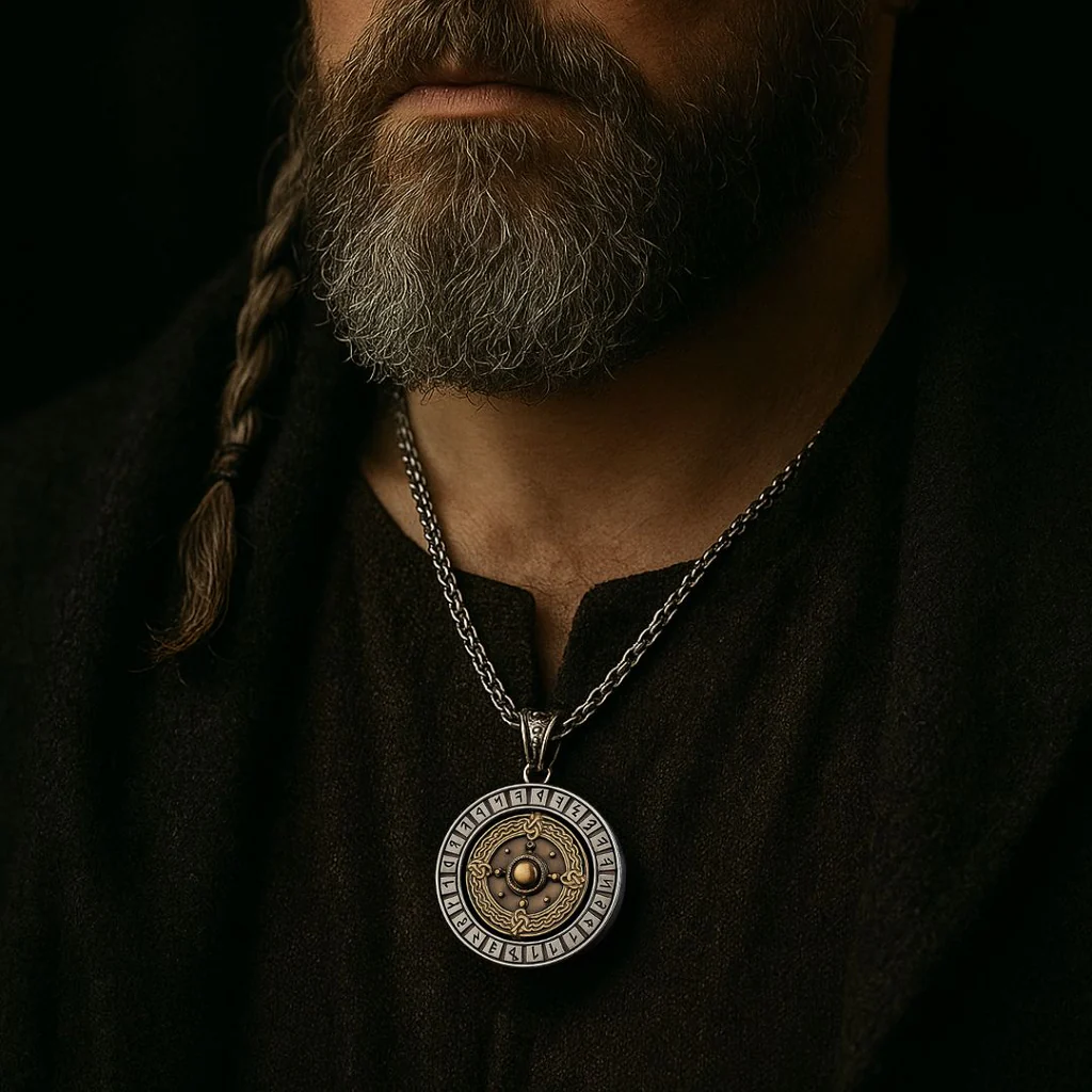 Viking Vegvisir Rotating Pendant Necklace