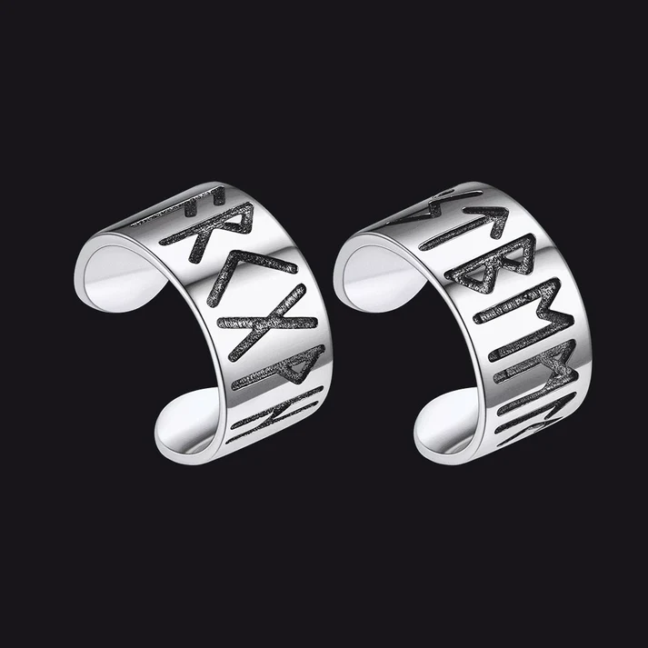 Norse Viking Runes Ear Cuff Earrings for Men Women