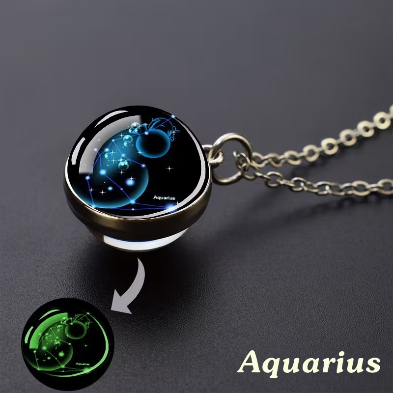 Twelve Constellations Luminous Zodiac Necklace 