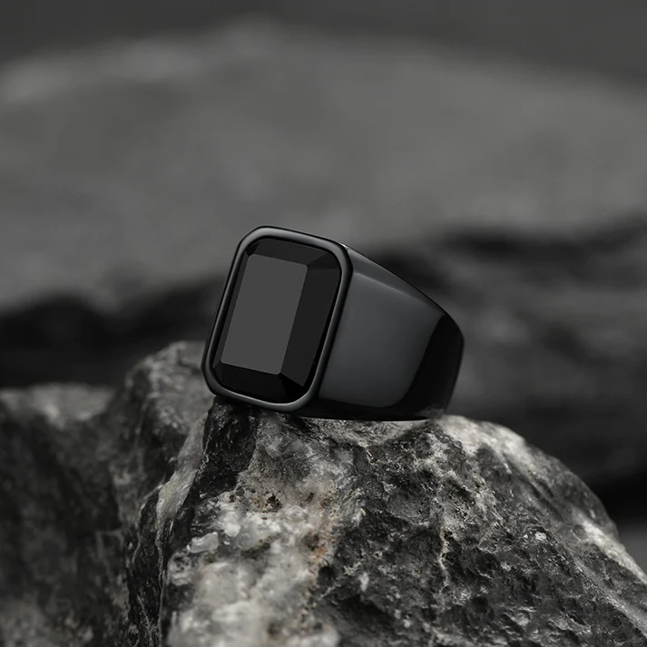 Black Onyx Stone Ring Signet Ring For Men