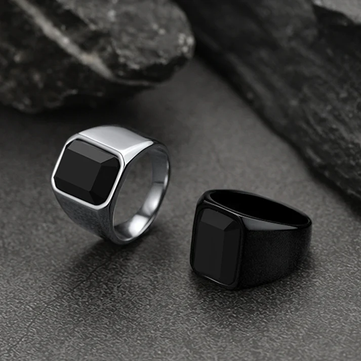 Black Onyx Stone Ring Signet Ring For Men