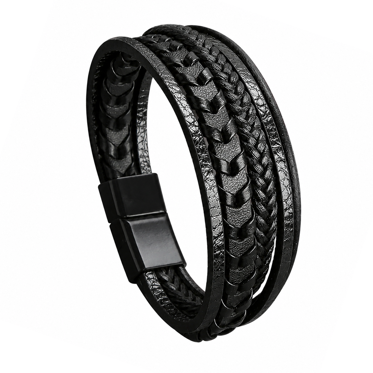 Iron Weave Leather Multi-Layer Bracelet