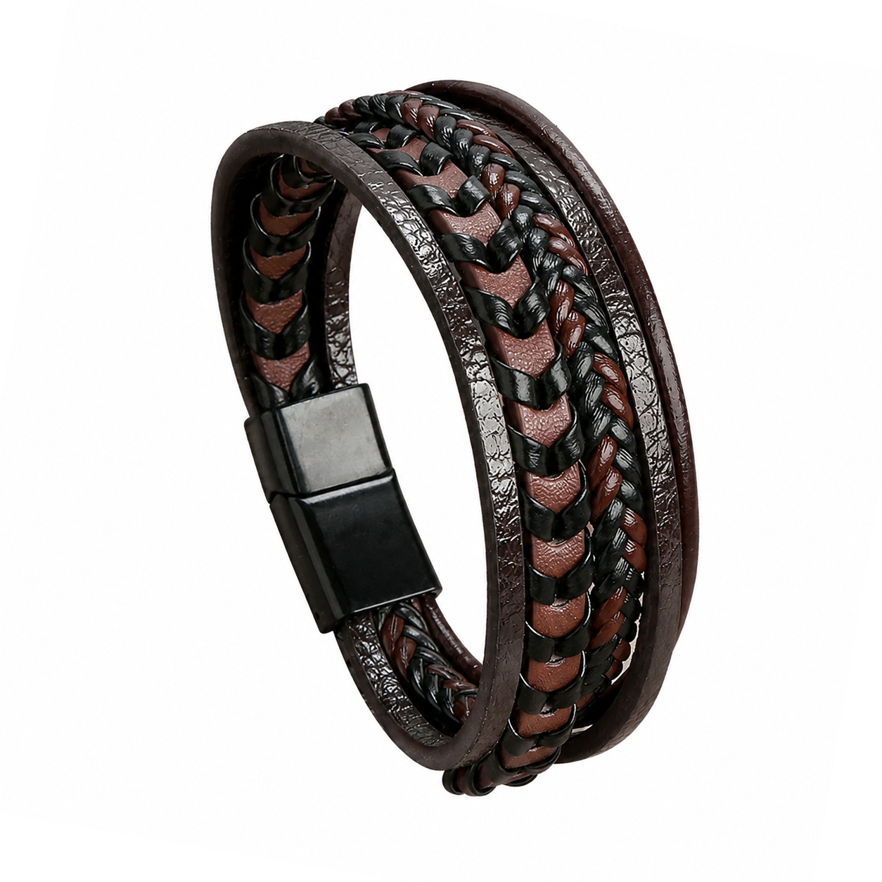 Iron Weave Leather Multi-Layer Bracelet