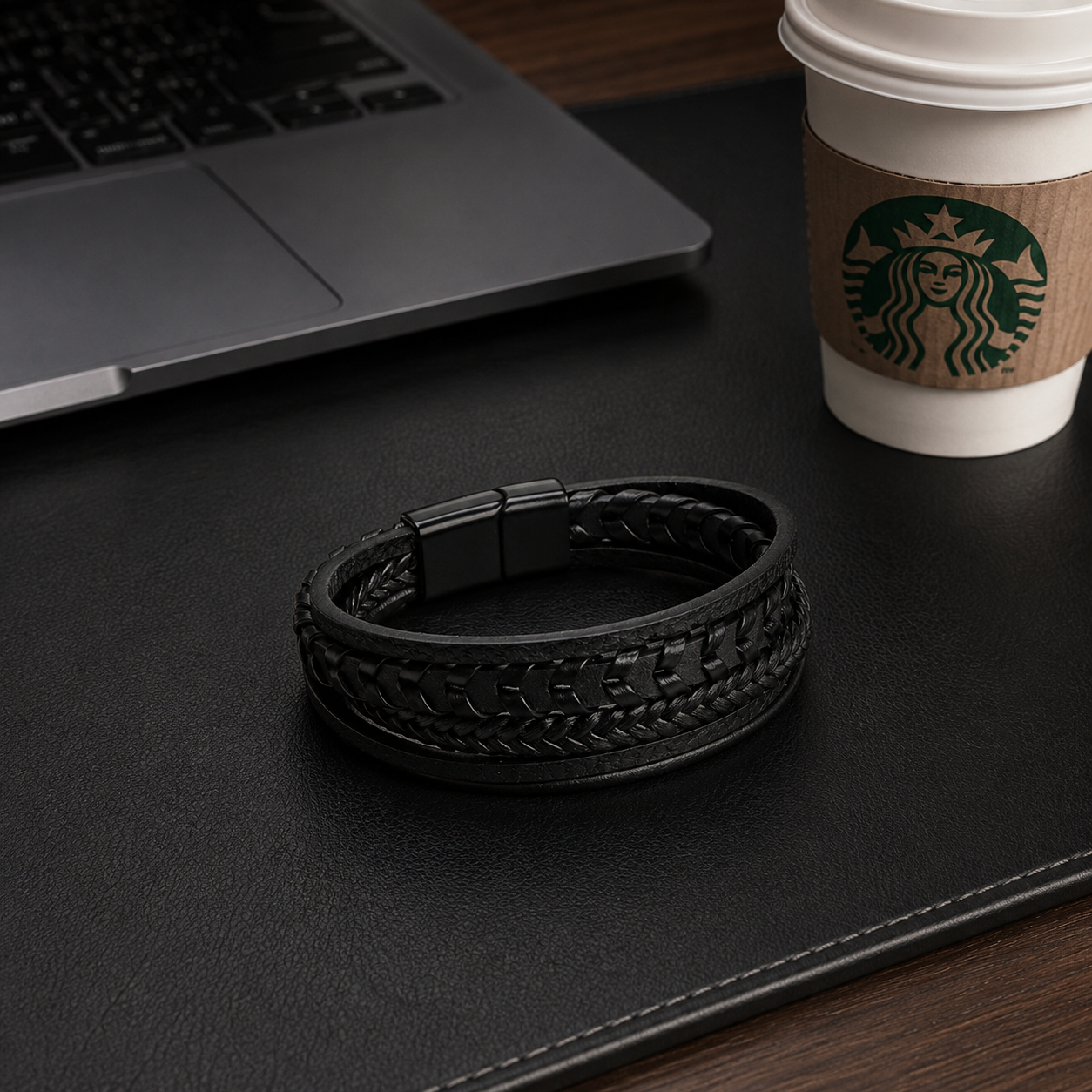 Iron Weave Leather Multi-Layer Bracelet