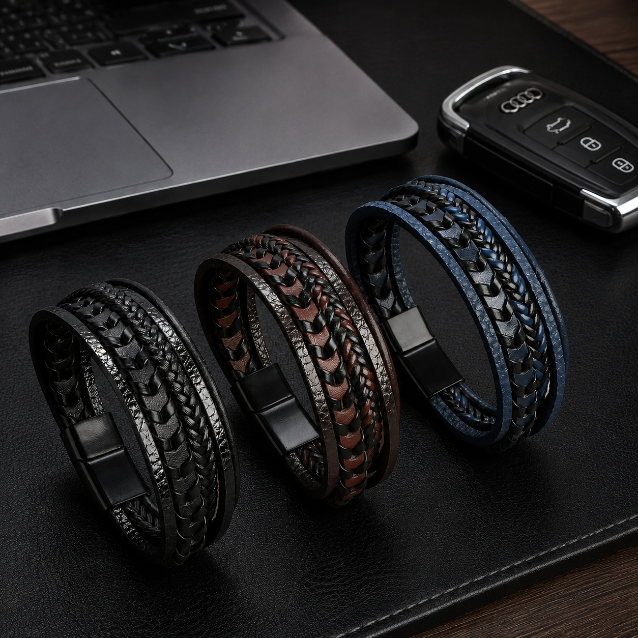 Iron Weave Leather Multi-Layer Bracelet