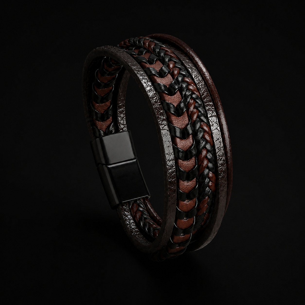 Iron Weave Leather Multi-Layer Bracelet