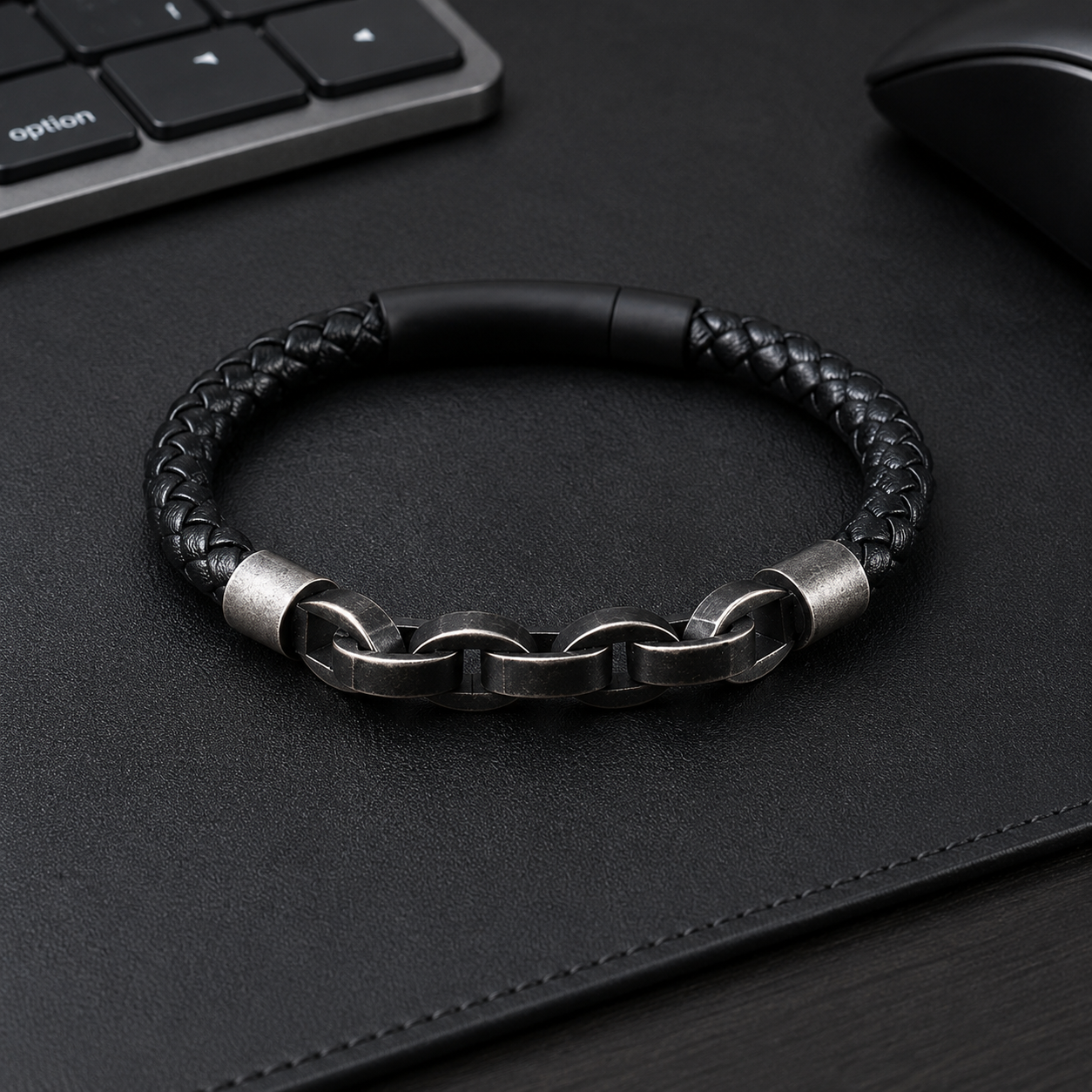 Viking Chain Leather Bracelet