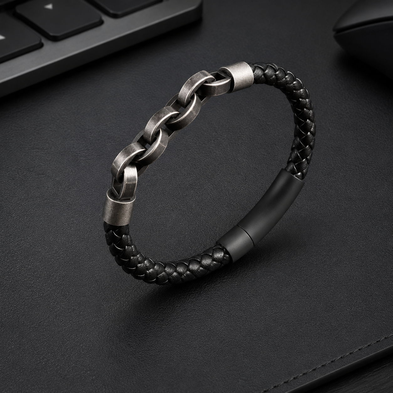 Viking Chain Leather Bracelet