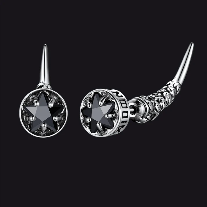 Viking Rune Fang Stud Earrings