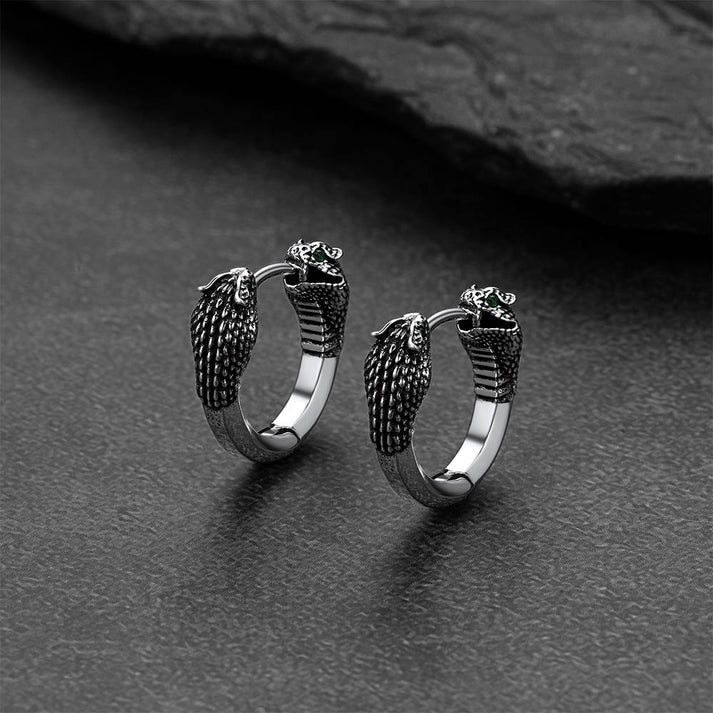Gothic Animal Snake Hoop Earrings for Men