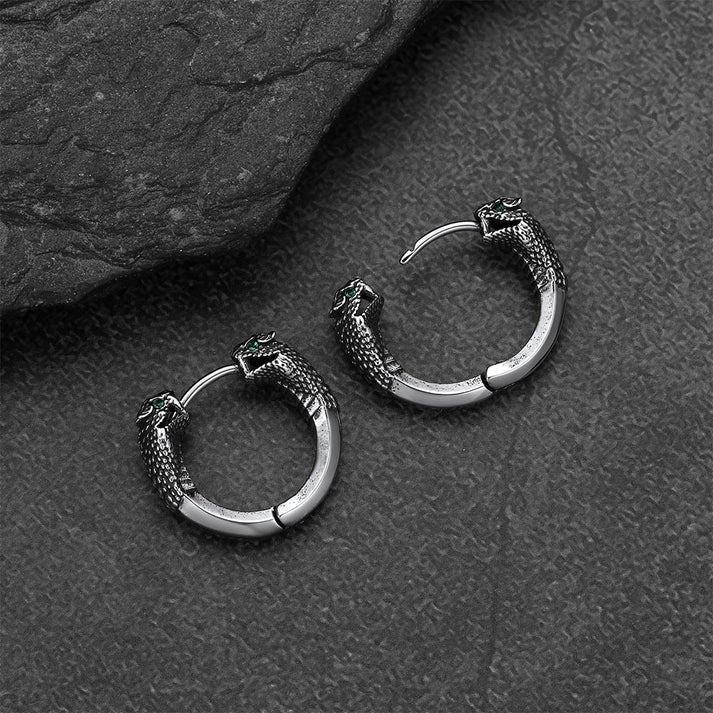 Gothic Animal Snake Hoop Earrings for Men