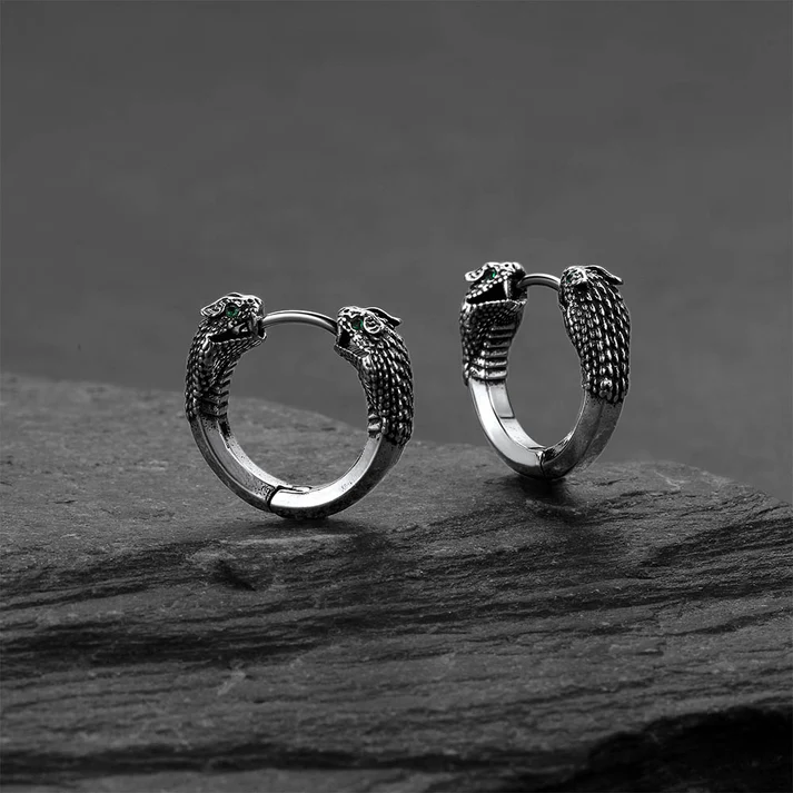 Gothic Animal Snake Hoop Earrings for Men