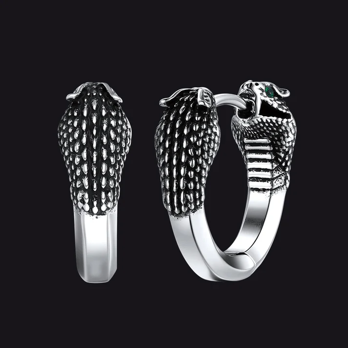 Gothic Animal Snake Hoop Earrings for Men