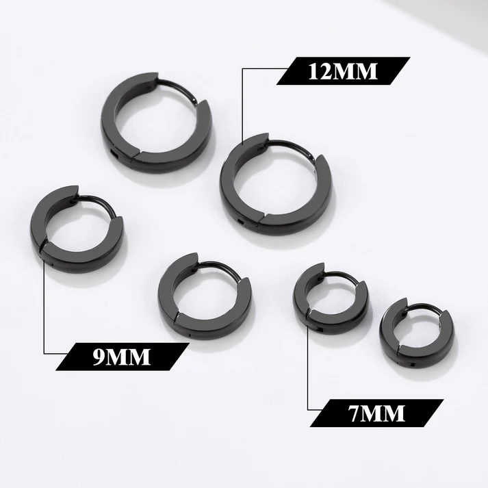 Classic Stainless Steel Huggie Hoop Earrings Set for 3 Piece