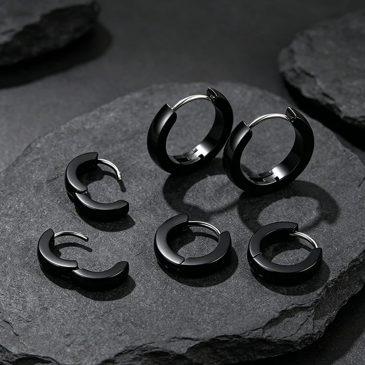 Classic Stainless Steel Huggie Hoop Earrings Set for 3 Piece