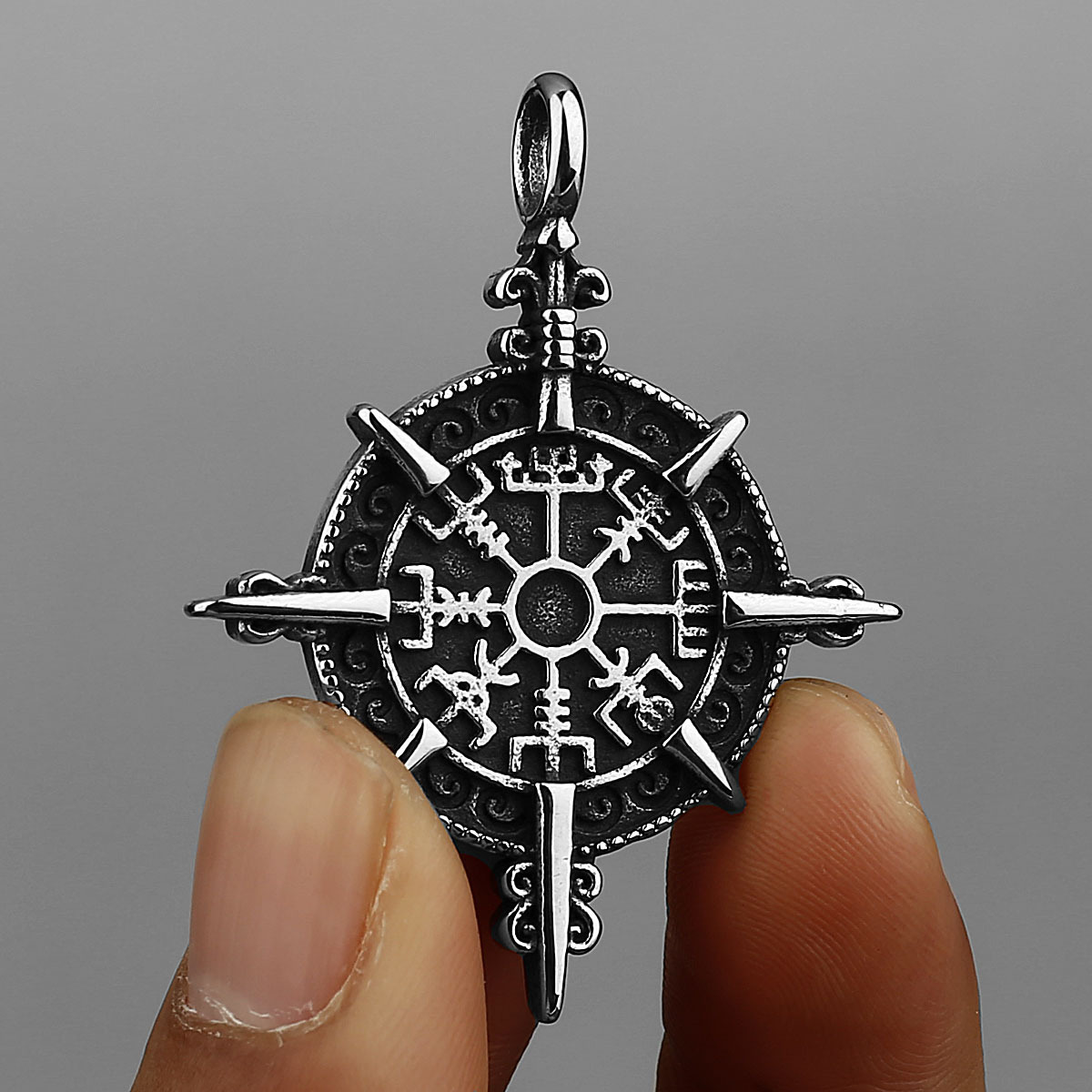 Viking Compass of Strength Pendant Necklace