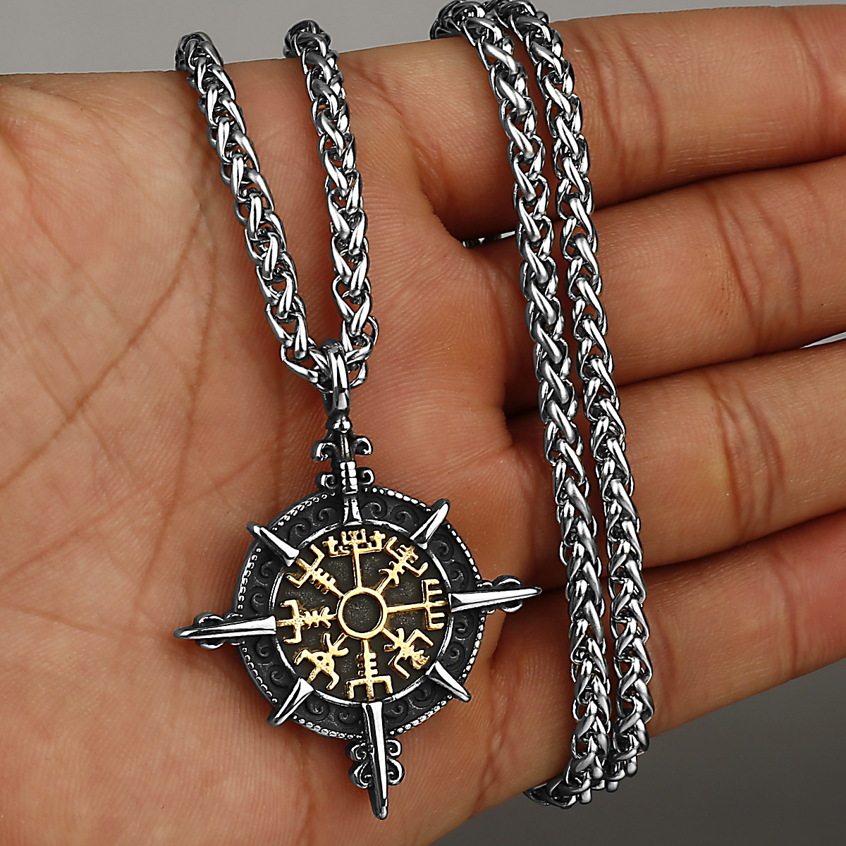 Viking Compass of Strength Pendant Necklace