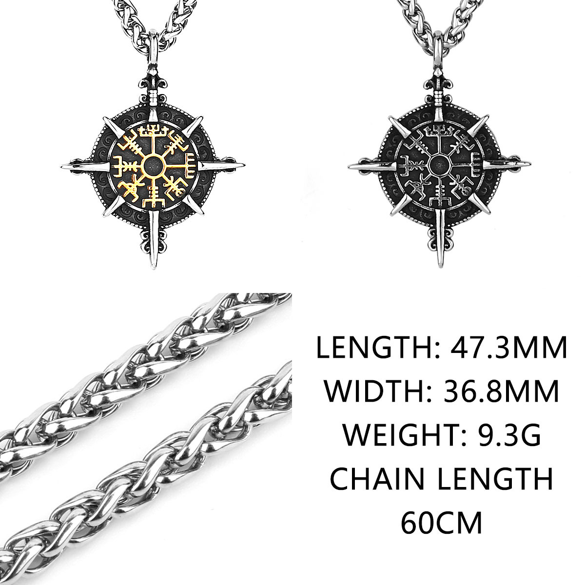 Viking Compass of Strength Pendant Necklace